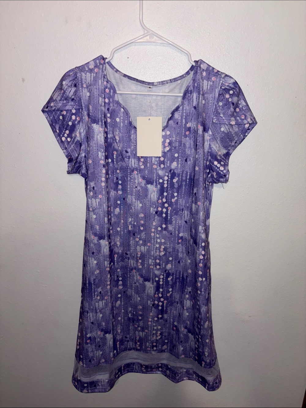 Purple Printed Short Sleeve Women's dress